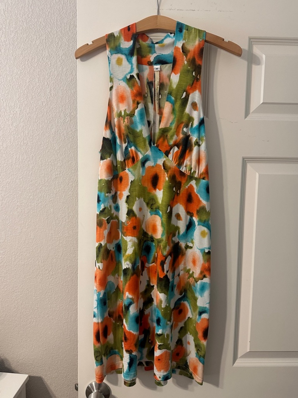 Uncle Frank Anthropologie Watercolor Floral V-Neck Dress Size Medium